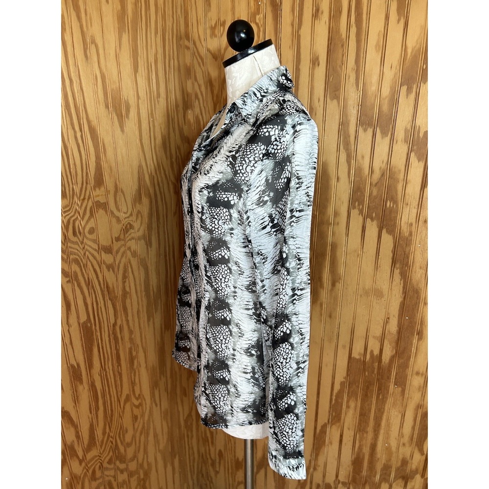 Cabi Black Beige Python Snake Print Button Down S… - image 6